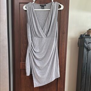 White House Black Market Asymmetrical Gray Tunic Vest